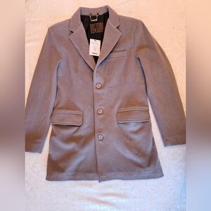 Men's Wool Coat Grey, Button Up, Warm, 80% Turkish Wool, Medium, Snover, NWT